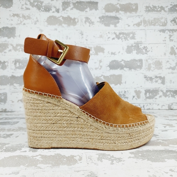 New Marc Fisher Mladalyn Leather/Suede Patform Espadrille Wedge Sandals D247 - Picture 5 of 14